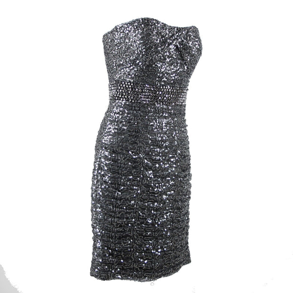 La Femme NEW Sz 2 Gray Greenish Sequin Beaded Lined 100% Polyester Bodycon Dress