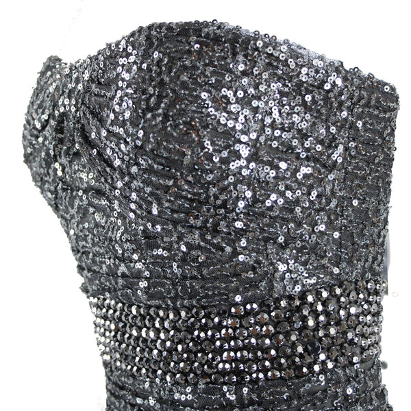 La Femme NEW Sz 2 Gray Greenish Sequin Beaded Lined 100% Polyester Bodycon Dress