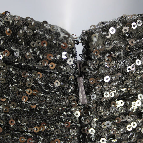 La Femme NEW Sz 2 Gray Greenish Sequin Beaded Lined 100% Polyester Bodycon Dress