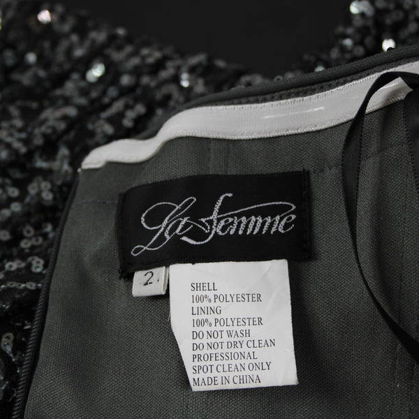 La Femme NEW Sz 2 Gray Greenish Sequin Beaded Lined 100% Polyester Bodycon Dress