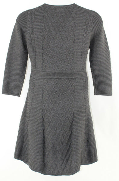 Dana Buchman Sz L Charcoal Textured Knit Acrylic Polyester Sweater Dress