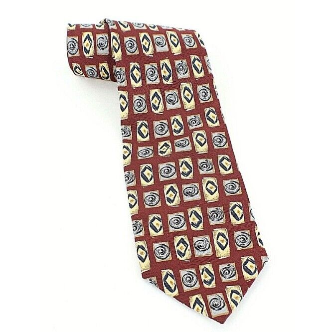Ferrell Reed for Nordstrom 60" x 3.75" Burgundy Gold Multi 100% Silk Tie