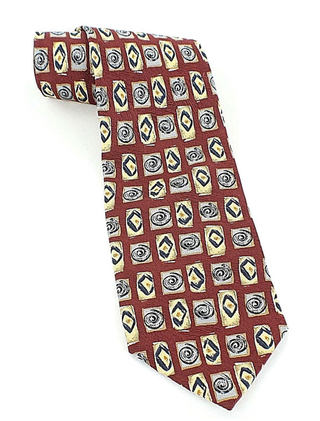 Ferrell Reed for Nordstrom 60" x 3.75" Burgundy Gold Multi 100% Silk Tie