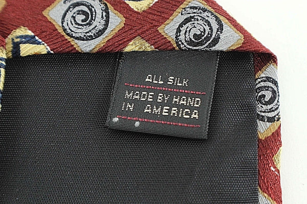 Ferrell Reed for Nordstrom 60" x 3.75" Burgundy Gold Multi 100% Silk Tie