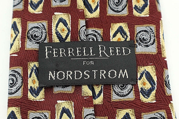 Ferrell Reed for Nordstrom 60" x 3.75" Burgundy Gold Multi 100% Silk Tie