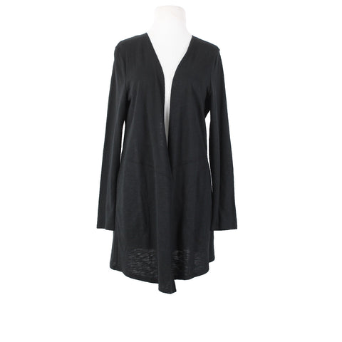 Chicos NEW $60 The Ultimate Tee Sz 1 Black Basic Knit Cotton Modal Wrap Sweater