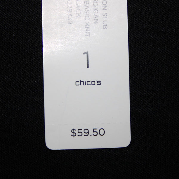 Chicos NEW $60 The Ultimate Tee Sz 1 Black Basic Knit Cotton Modal Wrap Sweater