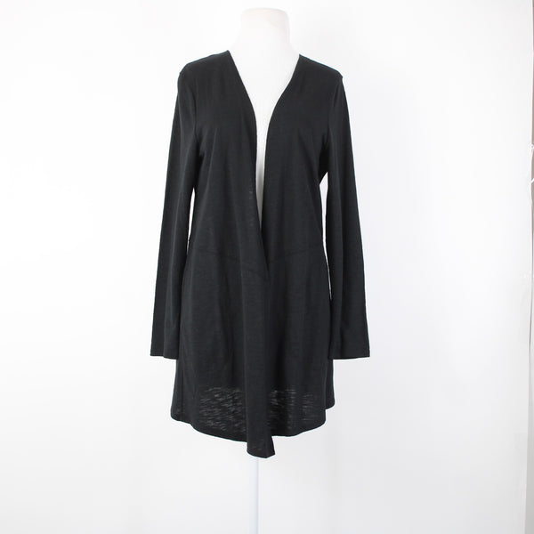 Chicos NEW $60 The Ultimate Tee Sz 1 Black Basic Knit Cotton Modal Wrap Sweater