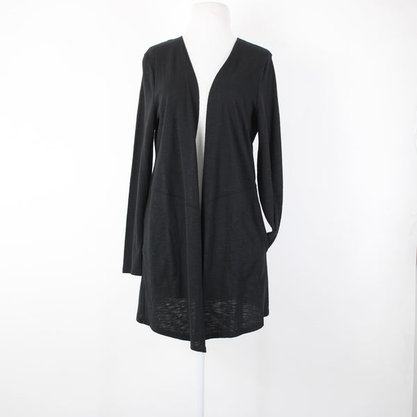 Chicos NEW $60 The Ultimate Tee Sz 1 Black Basic Knit Cotton Modal Wrap Sweater