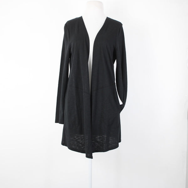 Chicos NEW $60 The Ultimate Tee Sz 1 Black Basic Knit Cotton Modal Wrap Sweater