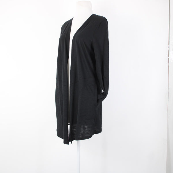 Chicos NEW $60 The Ultimate Tee Sz 1 Black Basic Knit Cotton Modal Wrap Sweater
