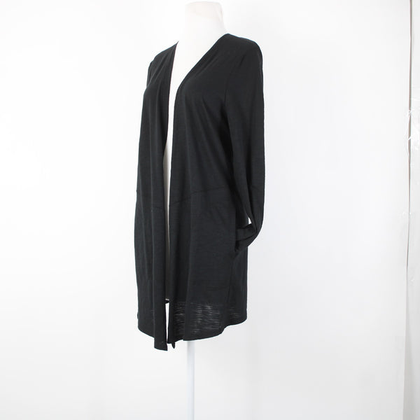 Chicos NEW $60 The Ultimate Tee Sz 1 Black Basic Knit Cotton Modal Wrap Sweater