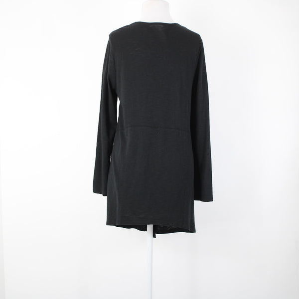 Chicos NEW $60 The Ultimate Tee Sz 1 Black Basic Knit Cotton Modal Wrap Sweater