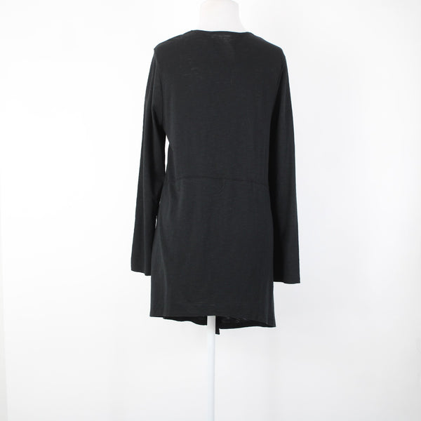 Chicos NEW $60 The Ultimate Tee Sz 1 Black Basic Knit Cotton Modal Wrap Sweater