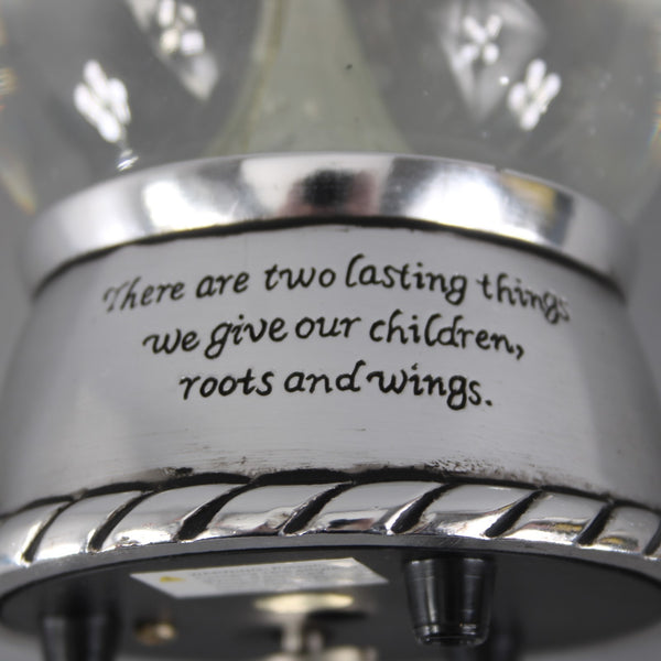 Angel Snow Globe Silver Tone Angel With Dove Musical Snow Globe