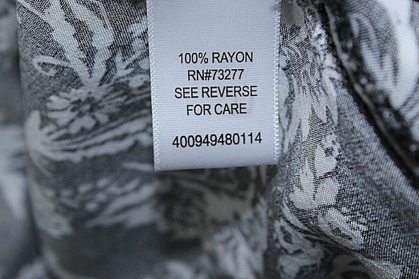 Elle Sz S White Black Elastic Waist Pintucked Keyhole Neckline Rayon Dress