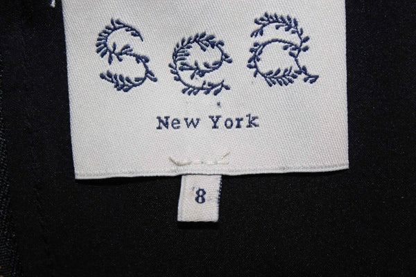 Sea New York Sz 8 Black Lace Overlay Lined Side Ruch Cotton Blend Dress