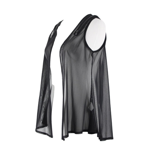 Adam Jacobs NEW $115 Sz S Black Mesh Zipper Detail Tank 100% Polyester Wrap