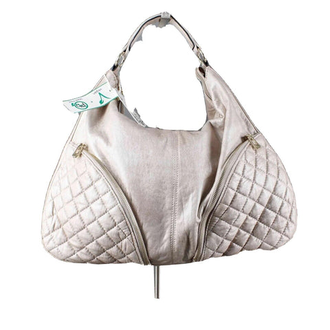 Alyssa NEW 14 X 16 X 3.5 Creamy Gold Zip Top Pockets Vegan Lead Free Soft Purse
