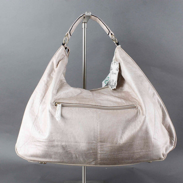 Alyssa NEW 14 X 16 X 3.5 Creamy Gold Zip Top Pockets Vegan Lead Free Soft Purse