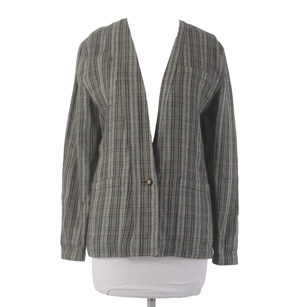 Gianni Versace Blazer Jacket Sz 42 Green Red Multicolor Faux Pockets 100% Linen