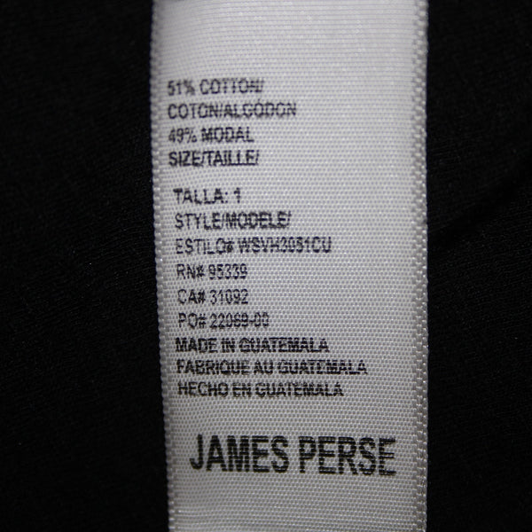 James Perse Standard Sz 1 Black Round Neck Long Sleeve Cotton Modal Top