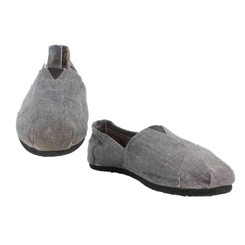 Toms Sz 6.5 Gray Silver Slip On Fabric Upper Flats
