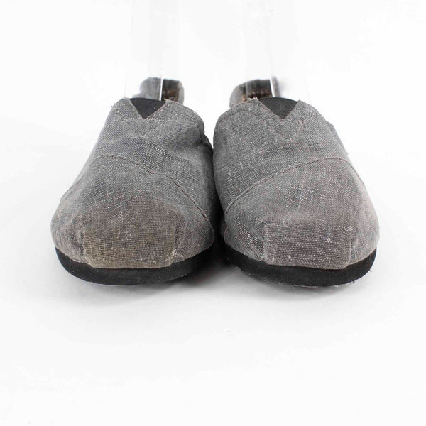 Toms Sz 6.5 Gray Silver Slip On Fabric Upper Flats