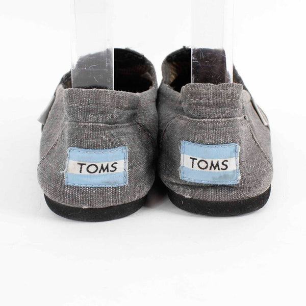 Toms Sz 6.5 Gray Silver Slip On Fabric Upper Flats