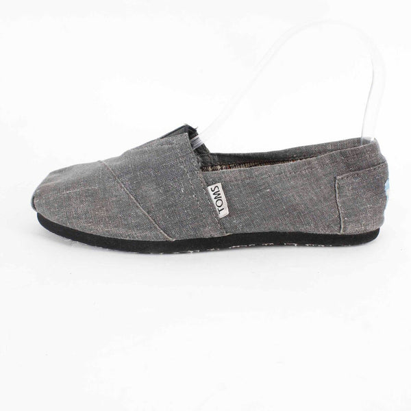 Toms Sz 6.5 Gray Silver Slip On Fabric Upper Flats