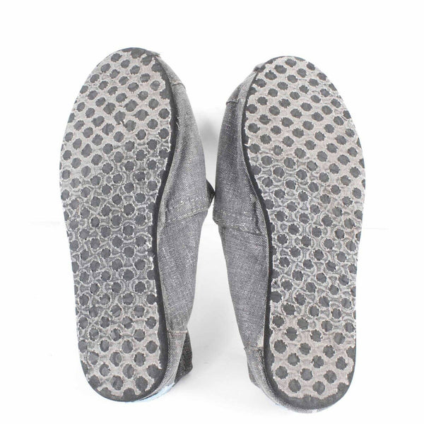 Toms Sz 6.5 Gray Silver Slip On Fabric Upper Flats