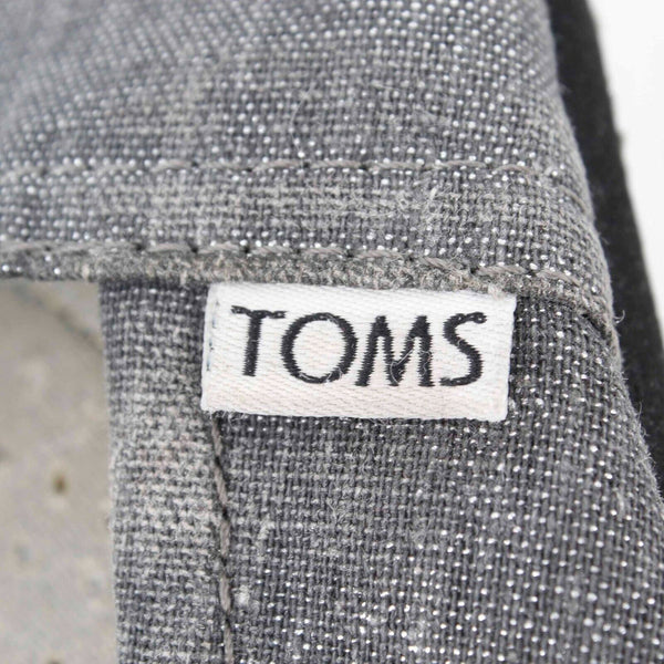 Toms Sz 6.5 Gray Silver Slip On Fabric Upper Flats