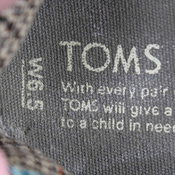 Toms Sz 6.5 Gray Silver Slip On Fabric Upper Flats
