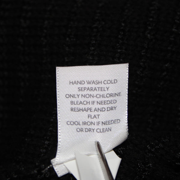 J Jill Top Sz M Black Sequin Open Knit V Neck Cotton Polyester Top