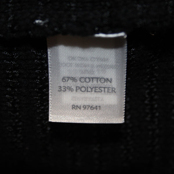 J Jill Top Sz M Black Sequin Open Knit V Neck Cotton Polyester Top