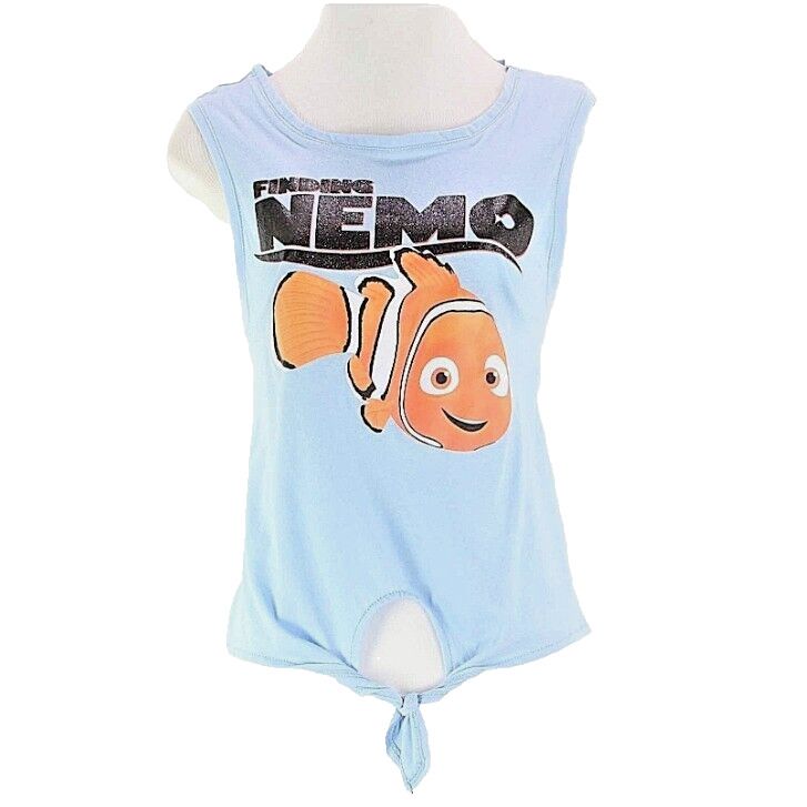 Disney PIXAR Sz M(7-9) Light Blue Orange Multi Cotton Poly Finding Nemo Top
