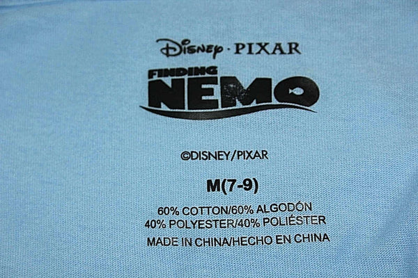 Disney PIXAR Sz M(7-9) Light Blue Orange Multi Cotton Poly Finding Nemo Top