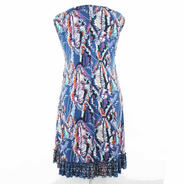 Monroe & Main Sz 1X Blue Purple Multi Ruffle Hem Polyester Blend Dress