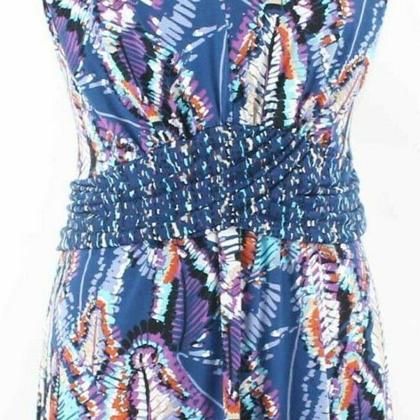 Monroe & Main Sz 1X Blue Purple Multi Ruffle Hem Polyester Blend Dress