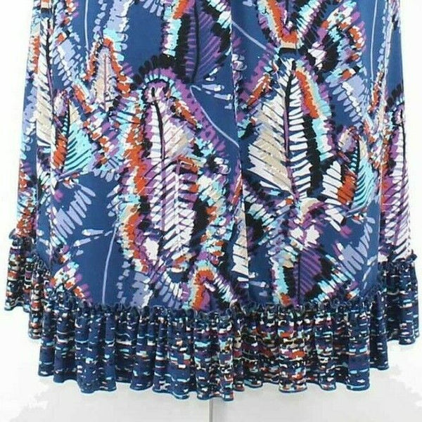Monroe & Main Sz 1X Blue Purple Multi Ruffle Hem Polyester Blend Dress