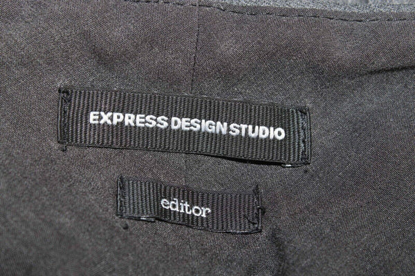 Express Editor Sz 8R X 33 Charcoal Gray Polyester Blend Trouser Pants