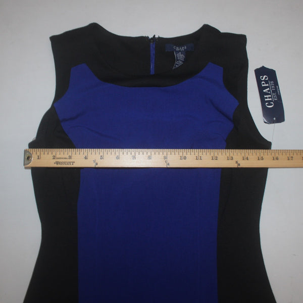 Chaps Dress NEW Sz 6 Black Royal Blue Sleeveless Polyester Viscose Dress