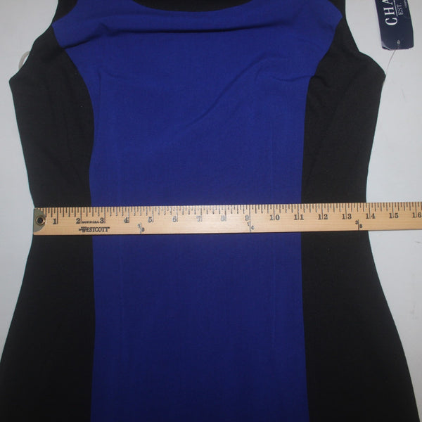 Chaps Dress NEW Sz 6 Black Royal Blue Sleeveless Polyester Viscose Dress