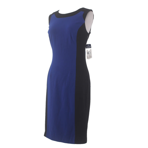 Chaps Dress NEW Sz 6 Black Royal Blue Sleeveless Polyester Viscose Dress