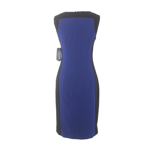 Chaps Dress NEW Sz 6 Black Royal Blue Sleeveless Polyester Viscose Dress