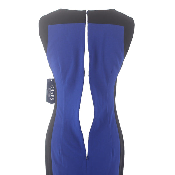 Chaps Dress NEW Sz 6 Black Royal Blue Sleeveless Polyester Viscose Dress
