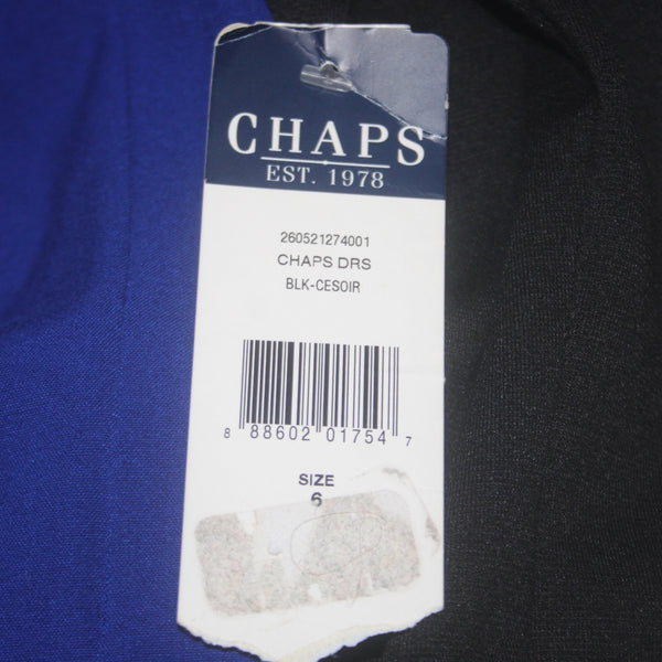 Chaps Dress NEW Sz 6 Black Royal Blue Sleeveless Polyester Viscose Dress