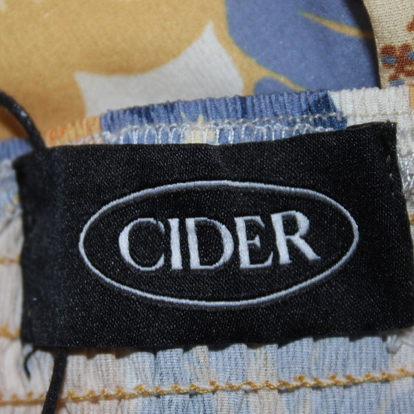 Cider Dress NEW Sz 4? Smock Back Yellow Cream Blue Floral Lined 100% Poly Dress