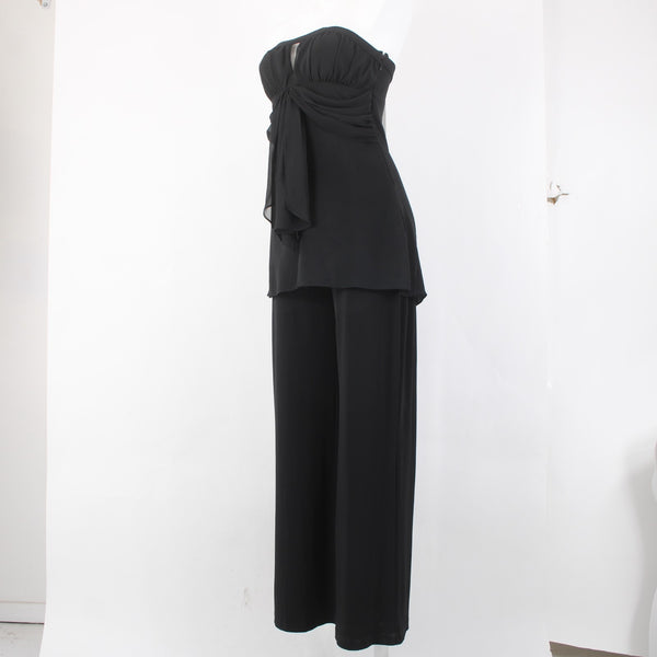 White House Black Market Jumpsuit Sz 6 Black Gathered Top 100% Poly Jumpsuit