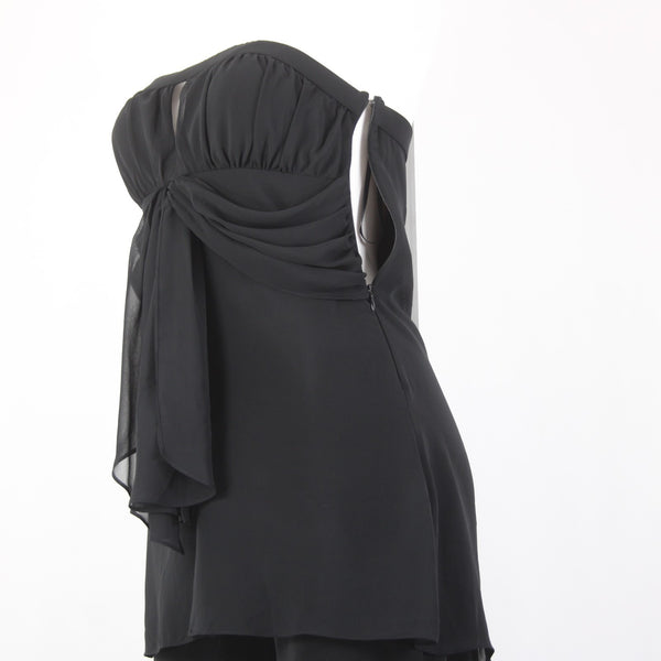 White House Black Market Jumpsuit Sz 6 Black Gathered Top 100% Poly Jumpsuit